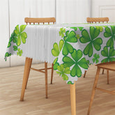 Lofaris Green Clovers Grey Wood Rectangle Tablecloth Decor